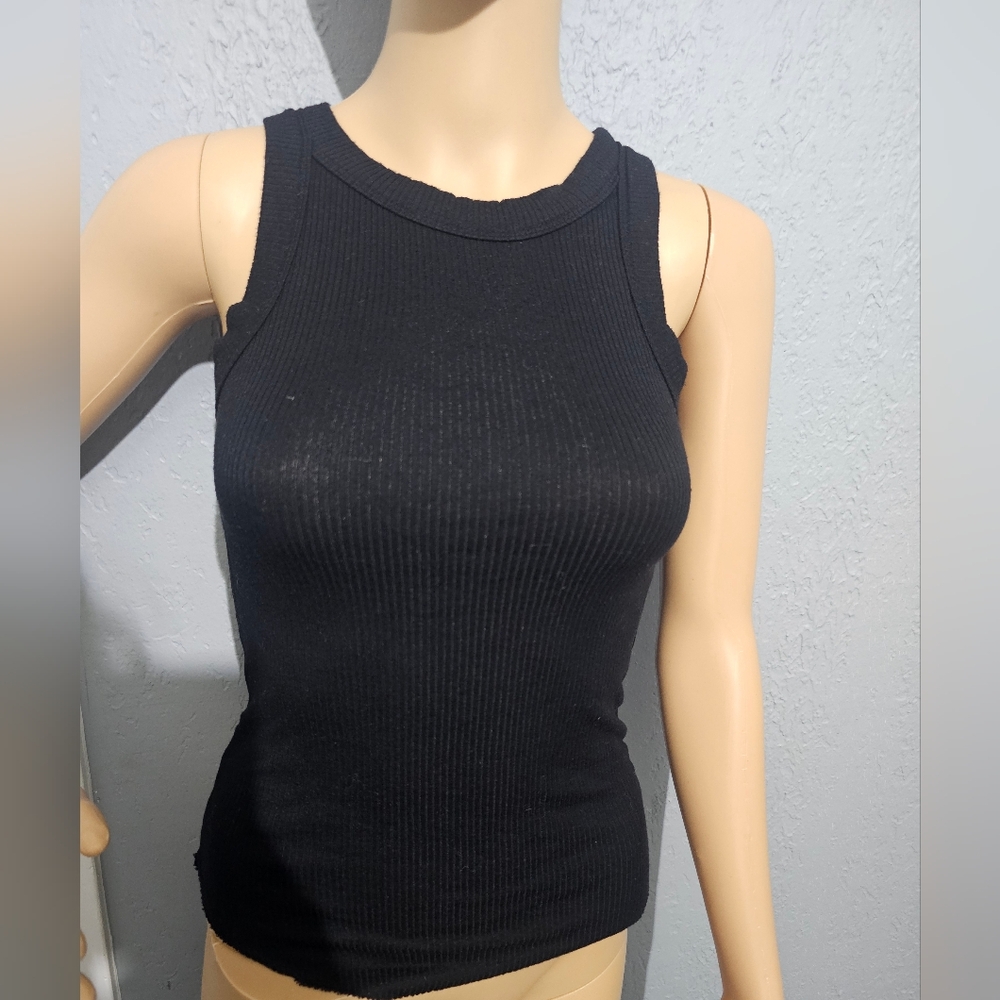 Black Ribbed Tank Top